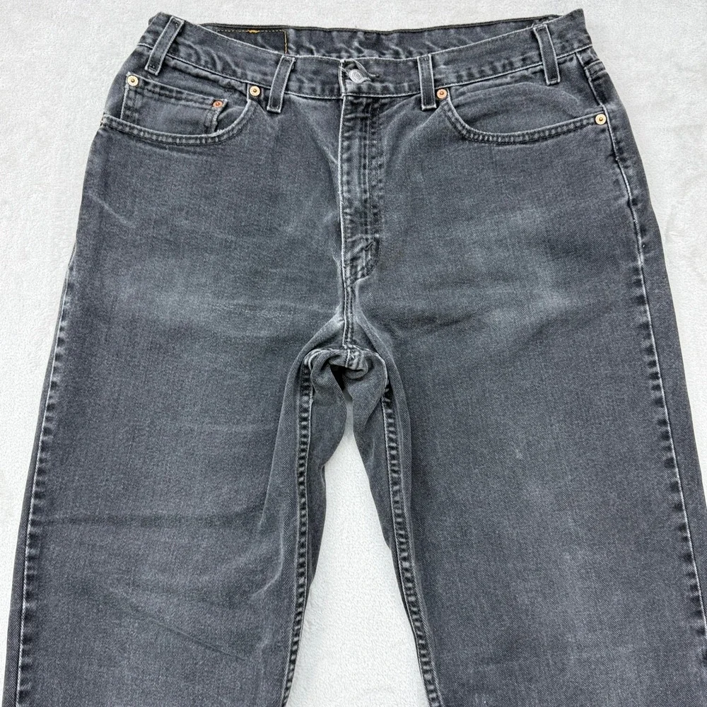 Vintage Levis 550 Relaxed Fit Jeans Mens 36x32 Black Faded Tapered Denim Y2K